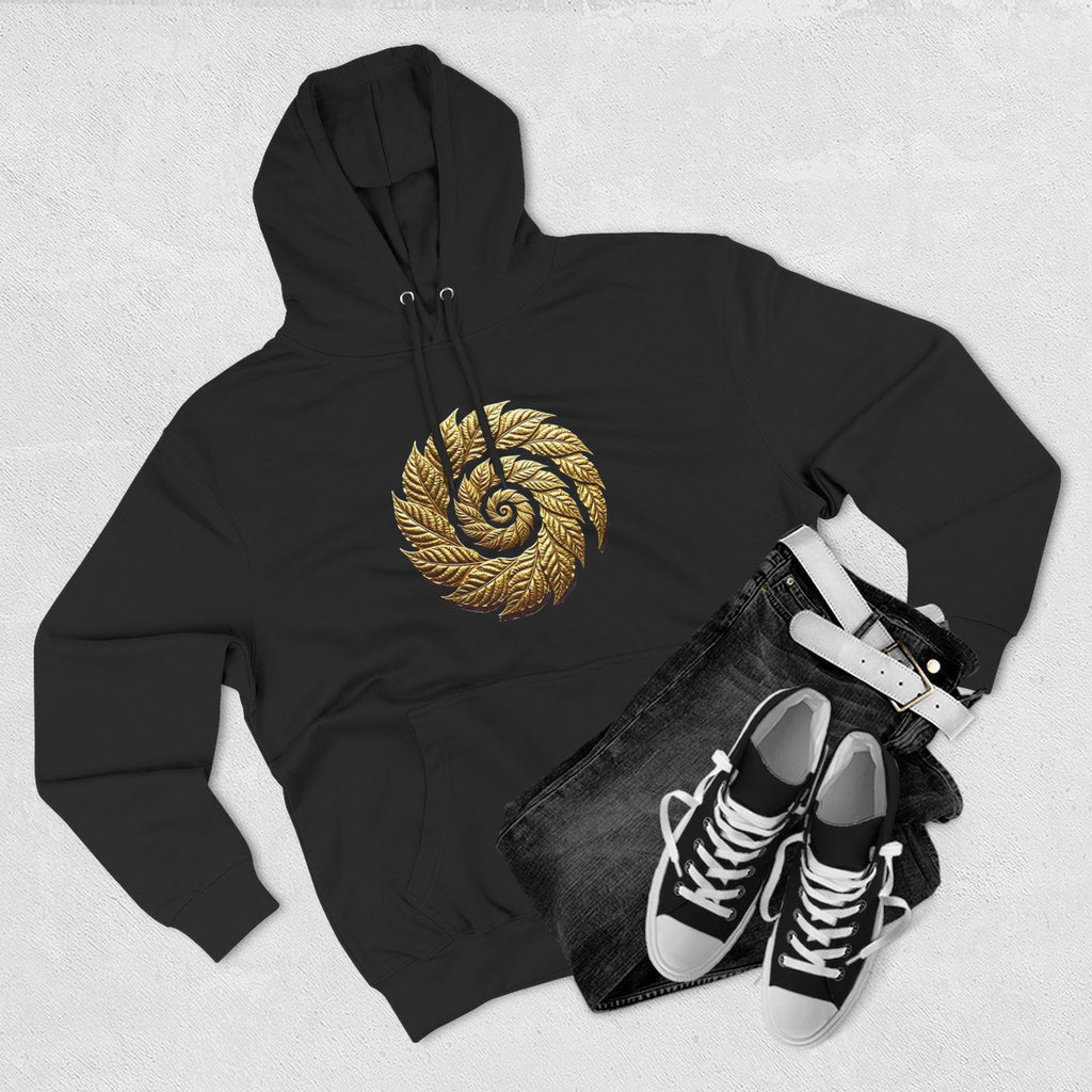 Golden Spiral Leaf Hoodie — Nature-Inspired Spiral Graphic Pullover