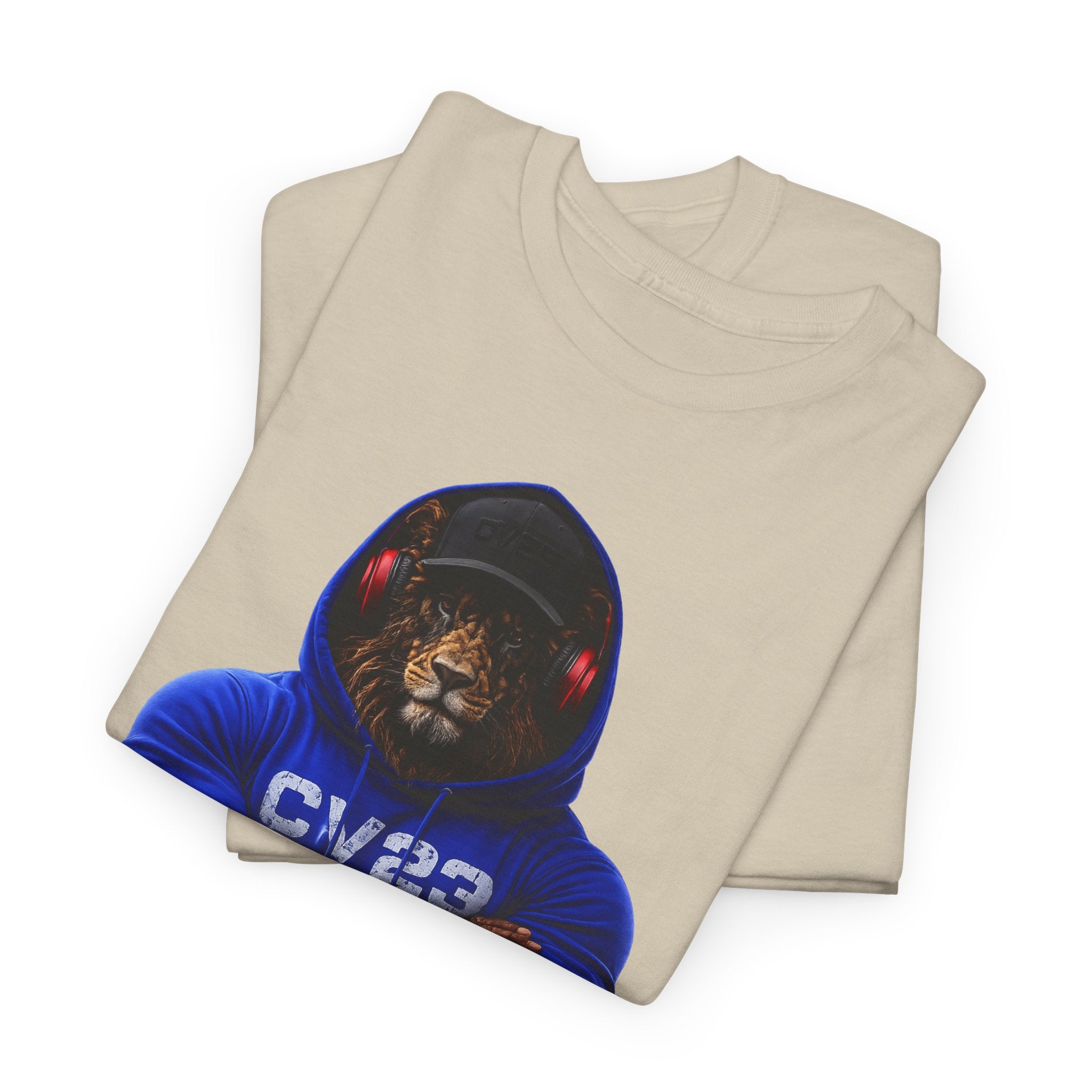 Hooded Lion Graphic Tee — Hoodie Gym Wear T-Shirt