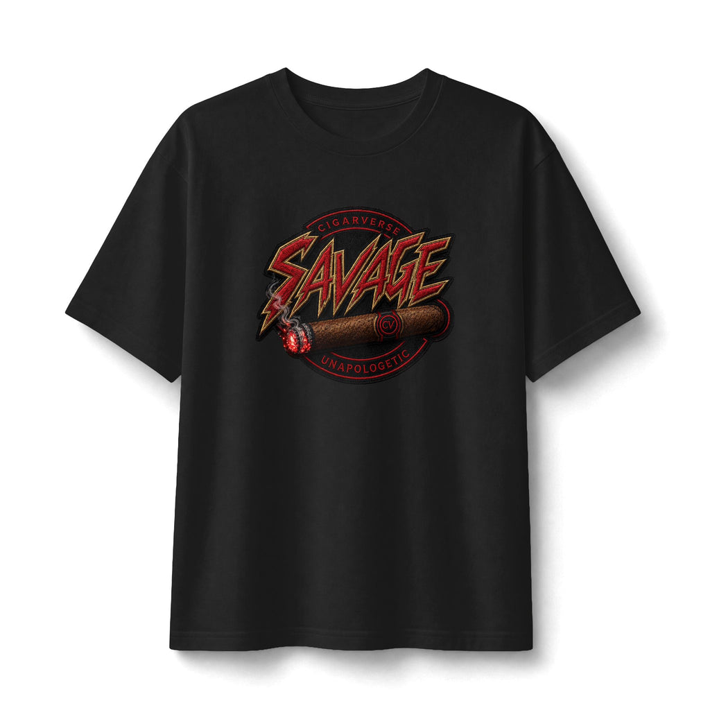 Savage Retro Graphic Tee — Heavyweight Vintage Black Shirt
