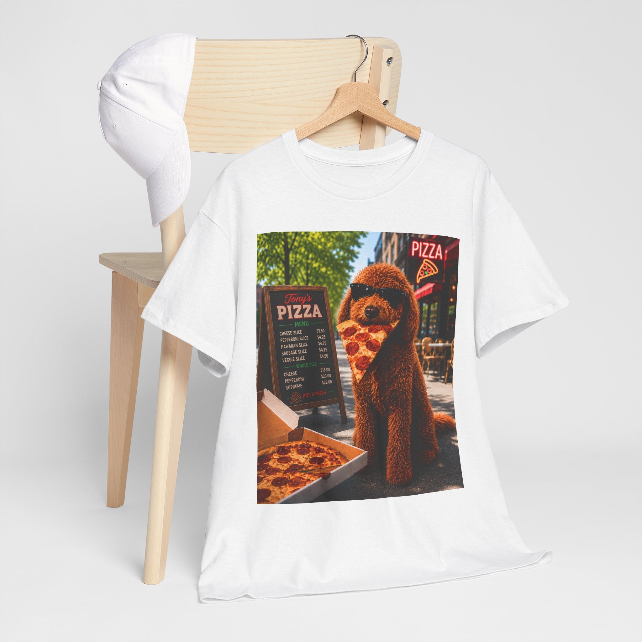 Doodle Pizza Tee — Cute Eating Pizza T-Shirt