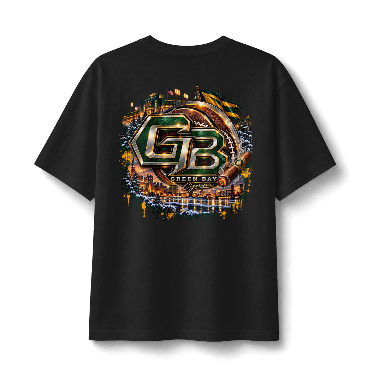 Green Bay Football Logo Tee — GB Vintage Skyline Graphic T‑Shirt