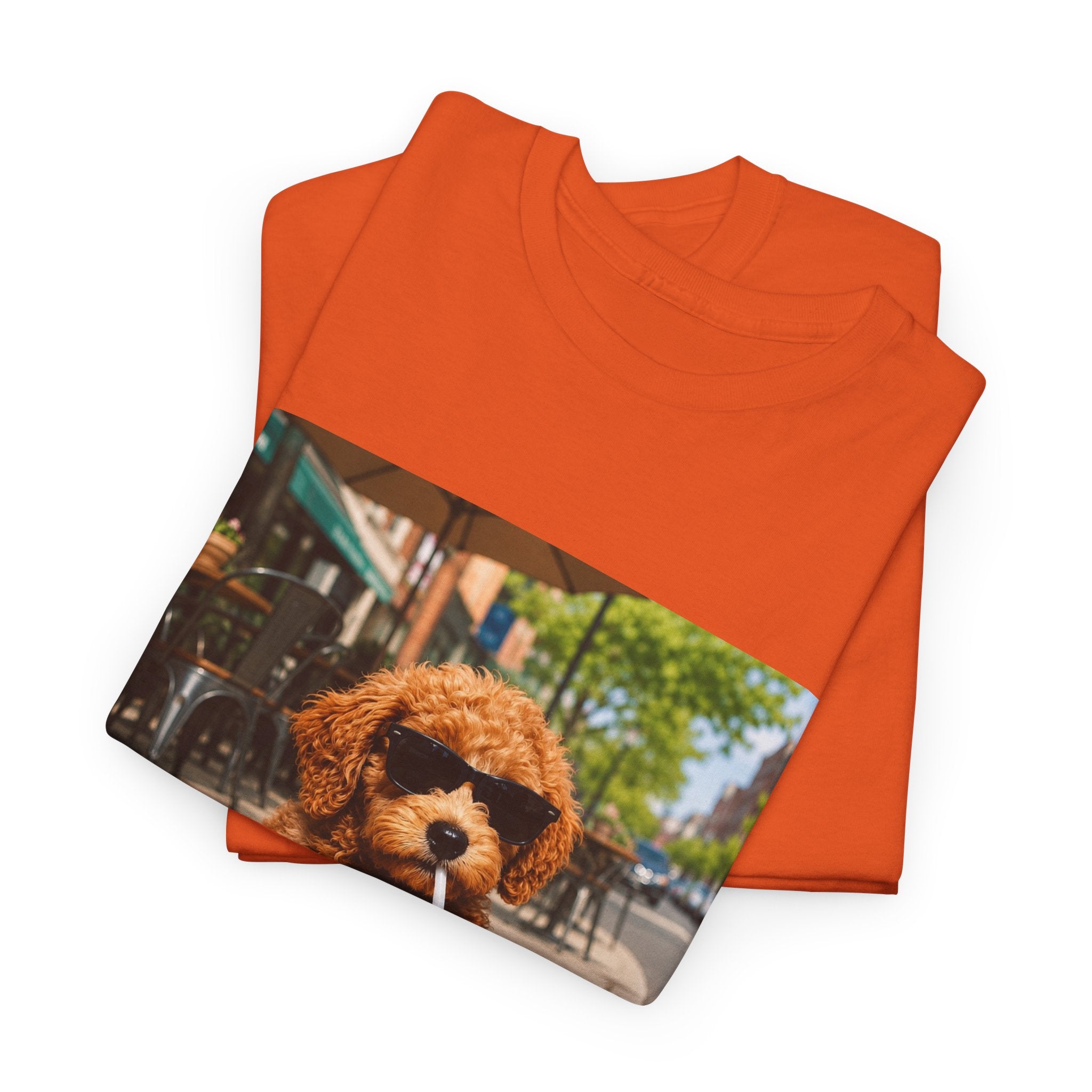 T-Shirt — Cute Puppy Drinking Iced Coffee Photo Tee