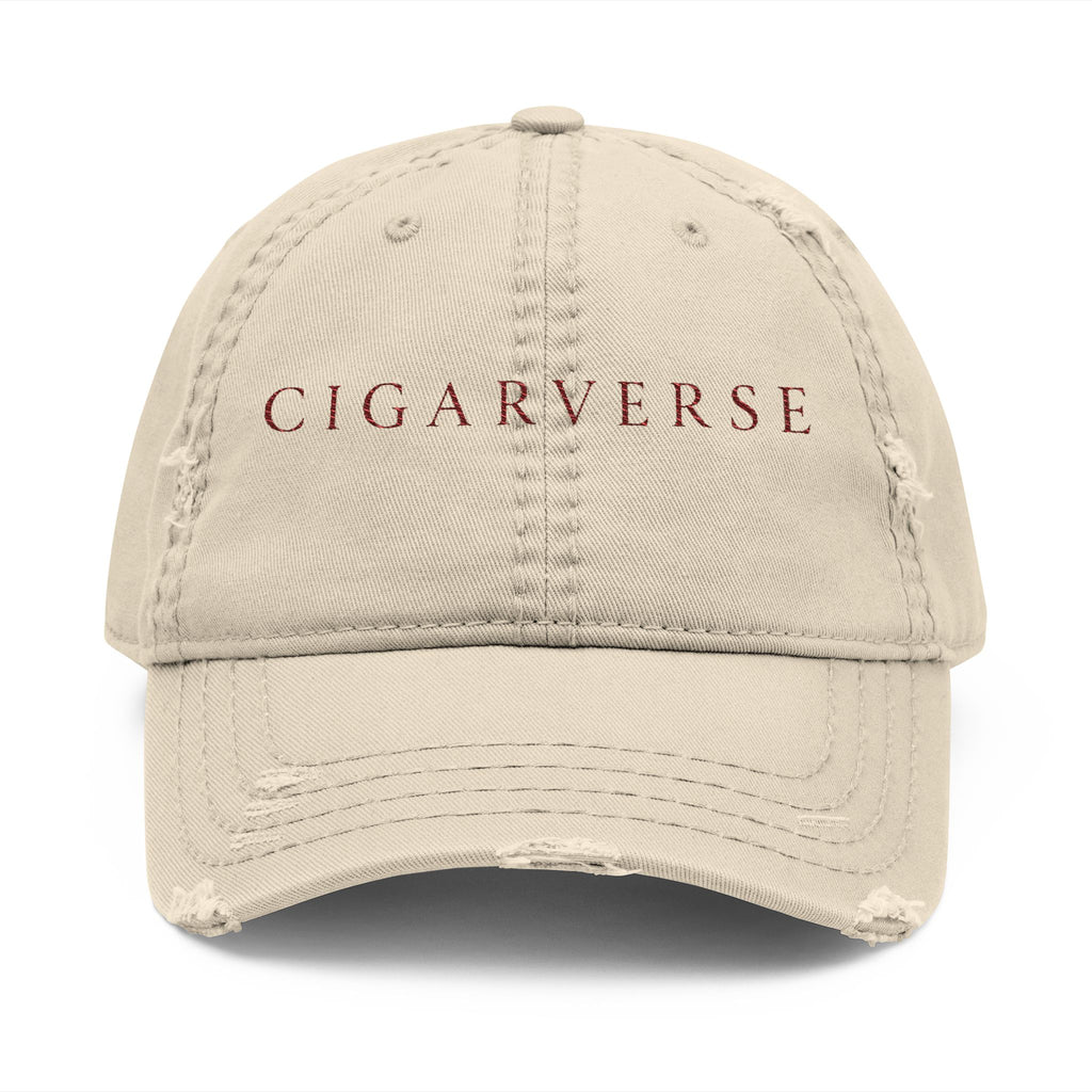 Cigarverse Burgundy Logo Distressed Embroidered Dad Hat