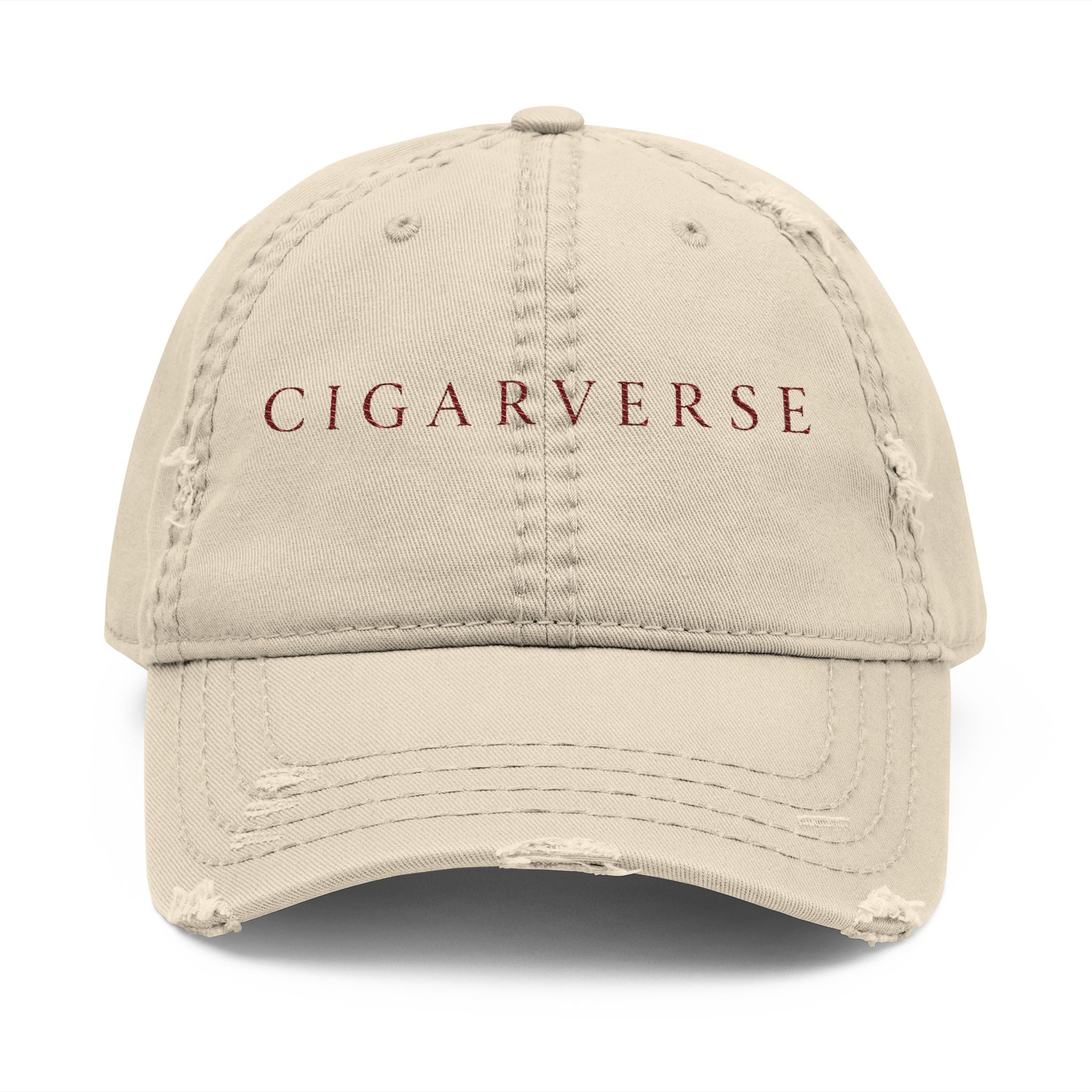 Cigarverse Burgundy Logo Distressed Embroidered Dad Hat