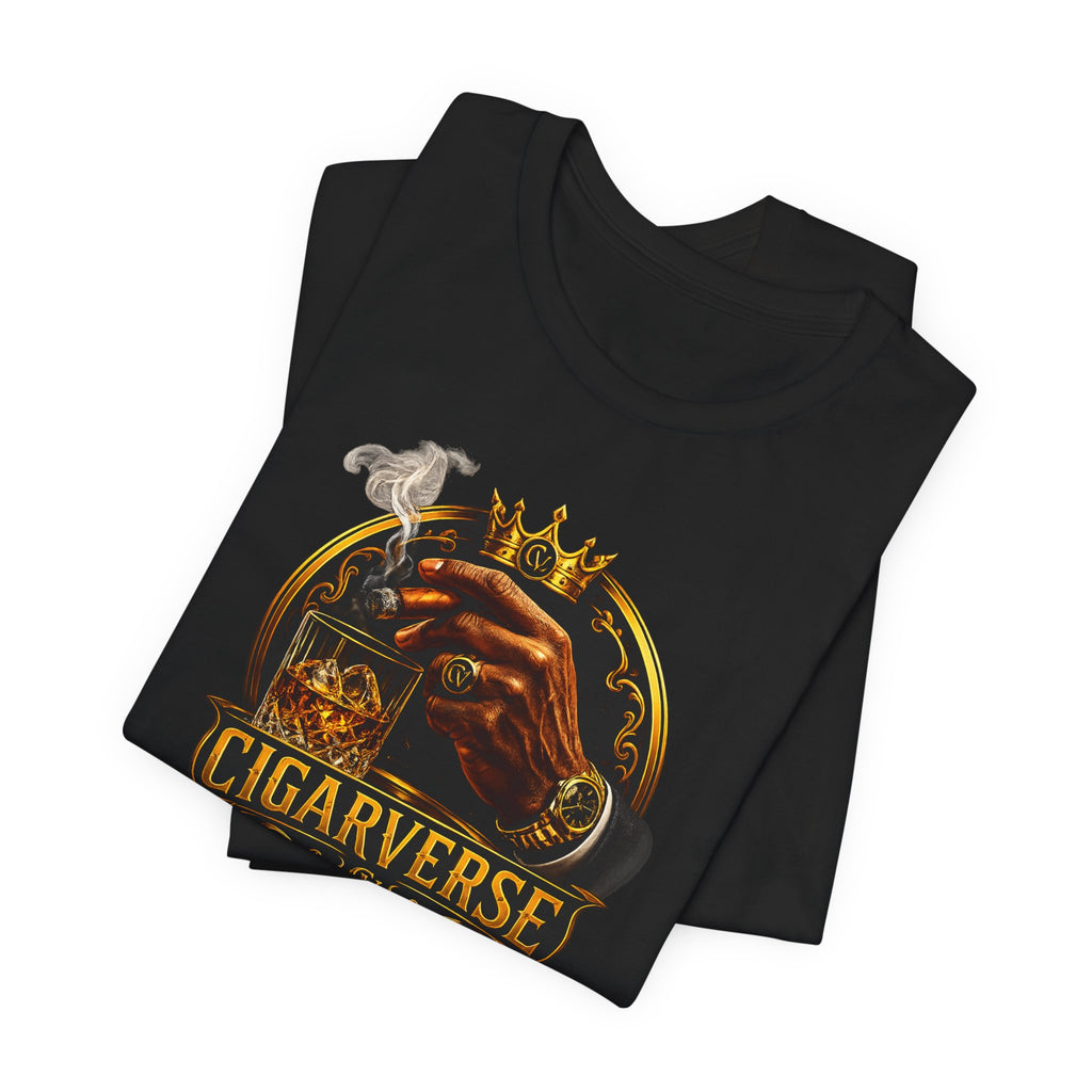 Cigarverse Graphic Tee – Vintage Crowned Cigar & Whiskey Design