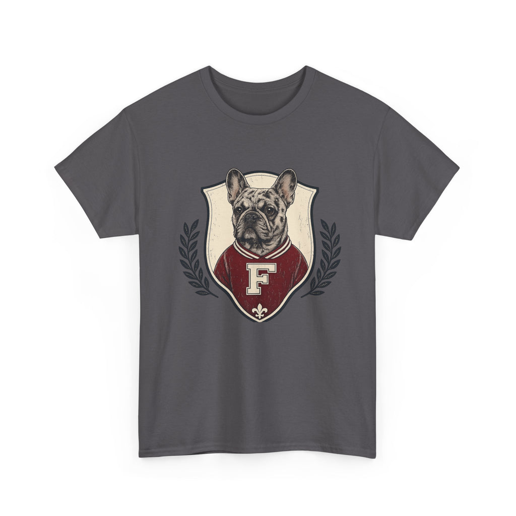 Unisex French Bulldog Crest T‑Shirt — Vintage Collegiate Pup Tee