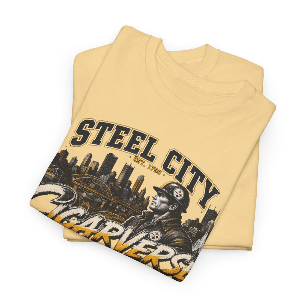 Unisex Steel City Cigarverse Tee — Vintage Skyline Graphic T‑Shirt for Cigar Lovers
