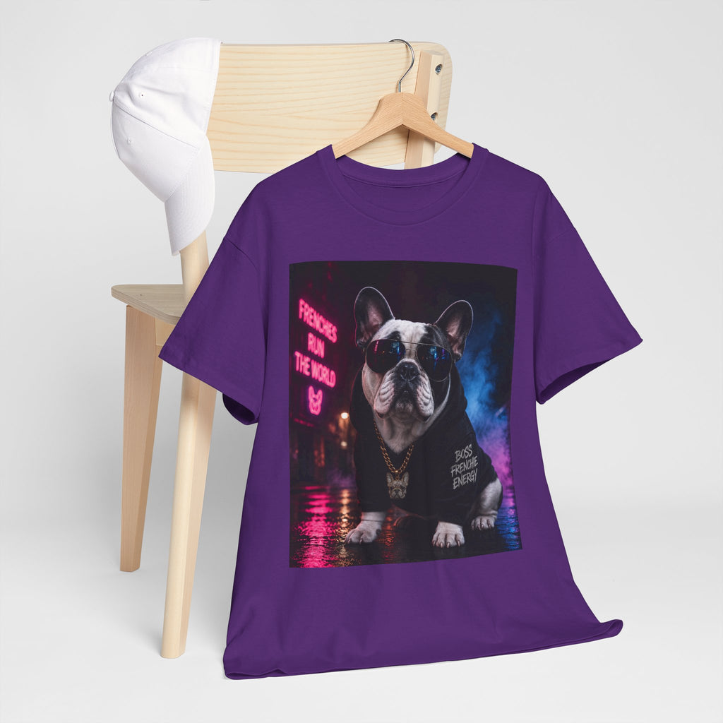 Bulldog Gangster Tee — Neon Retro Dog Graphic T-Shirt