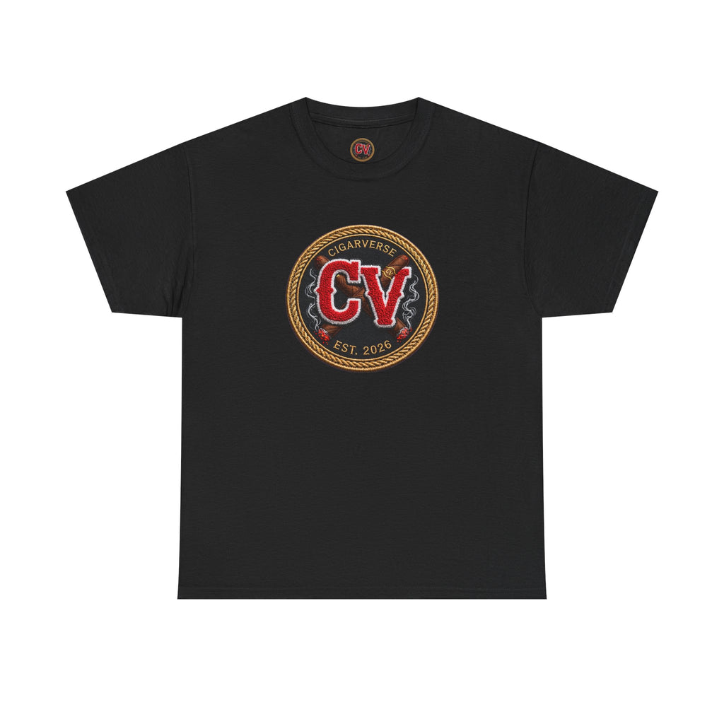 CV Patch Logo Tee — Retro Crest Graphic T-Shirt