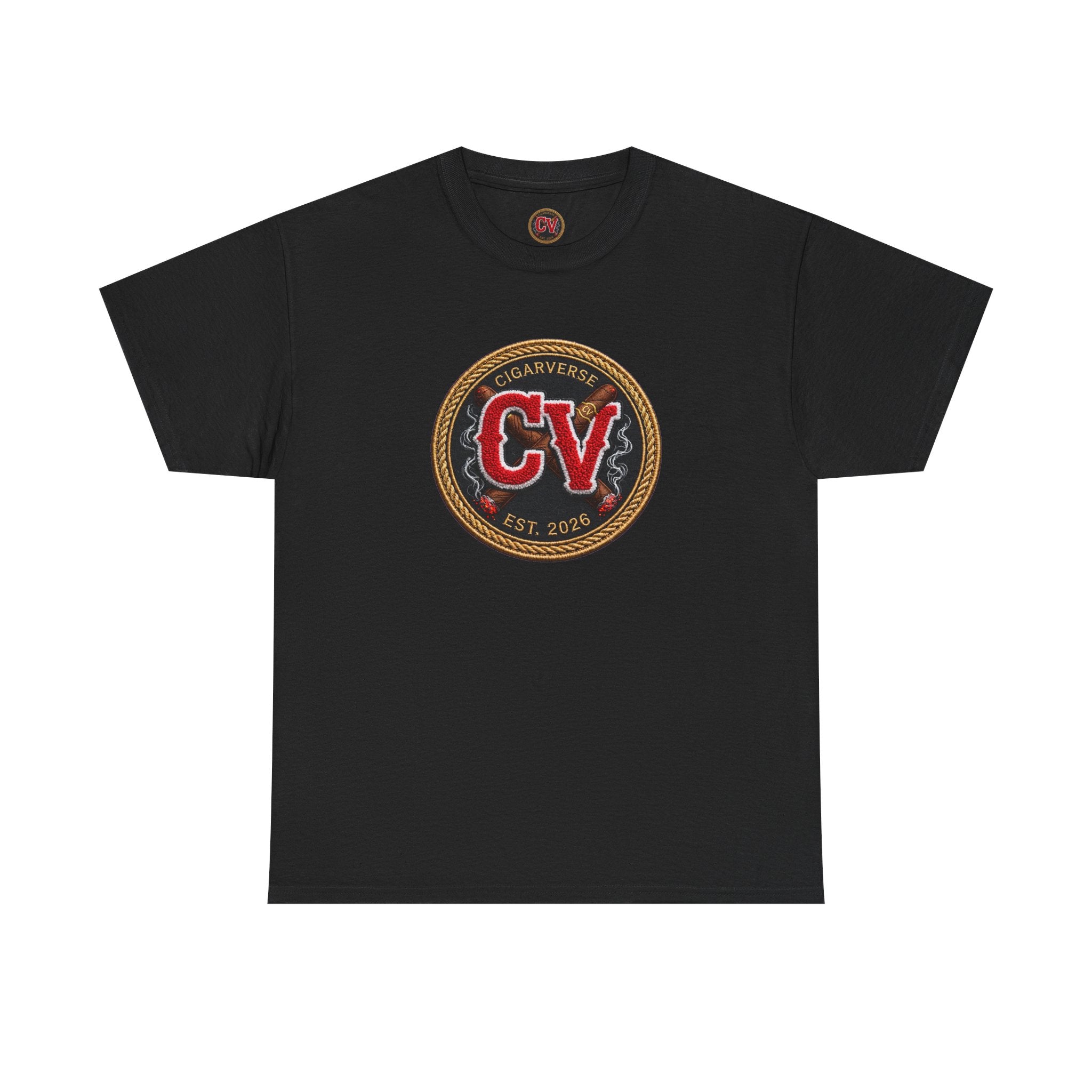 CV Patch Logo Tee — Retro Crest Graphic T-Shirt