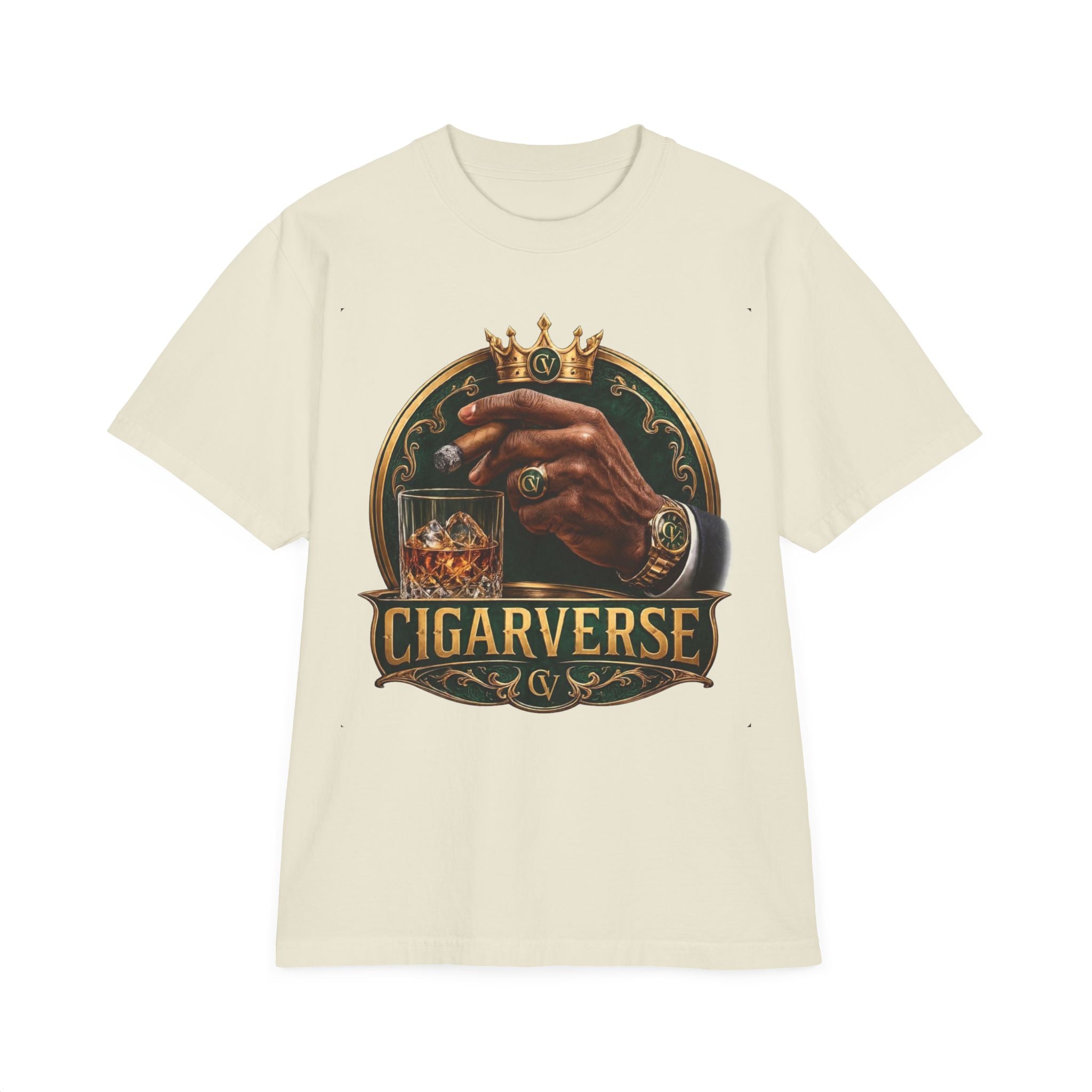 Oversized Premium Max Heavyweight Emerald + Gold Cigarverse Graphic T-Shirt